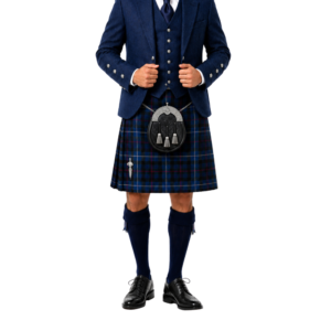 Blue Tweed Tartan Kilt Outfit